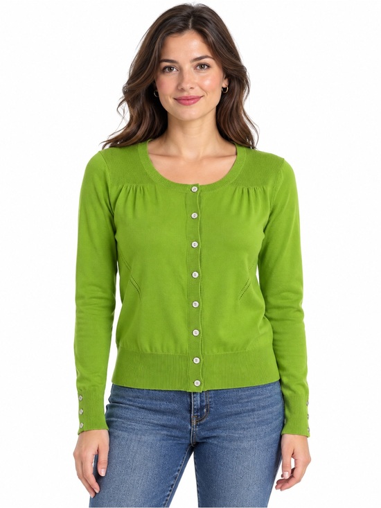 Old Navy Sweaters - Classic Lime Green Button-Up Cardigan Sweater - 1143